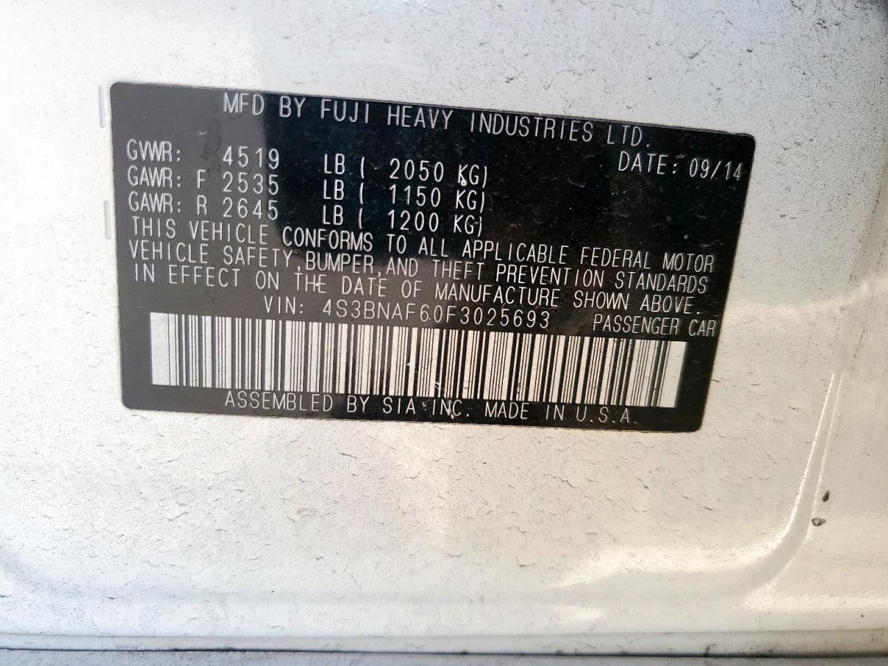 2015 Subaru Legacy 2.5I Premium VIN: 4S3BNAF60F3025693 Lot: 84573365