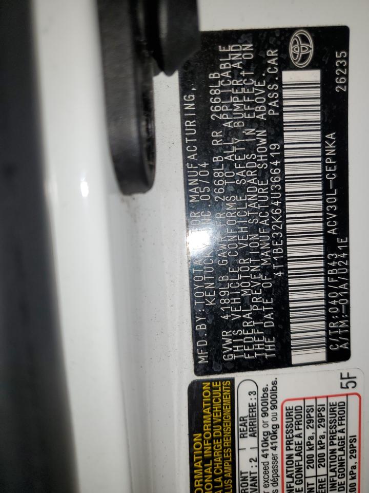 2004 Toyota Camry Le VIN: 4T1BE32K64U366419 Lot: 86129485