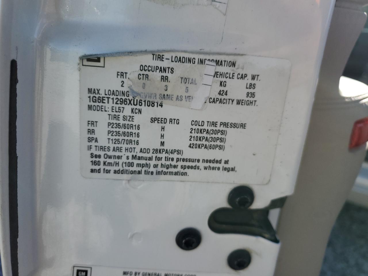 1999 Cadillac Eldorado Touring VIN: 1G6ET1296XU610814 Lot: 87225885