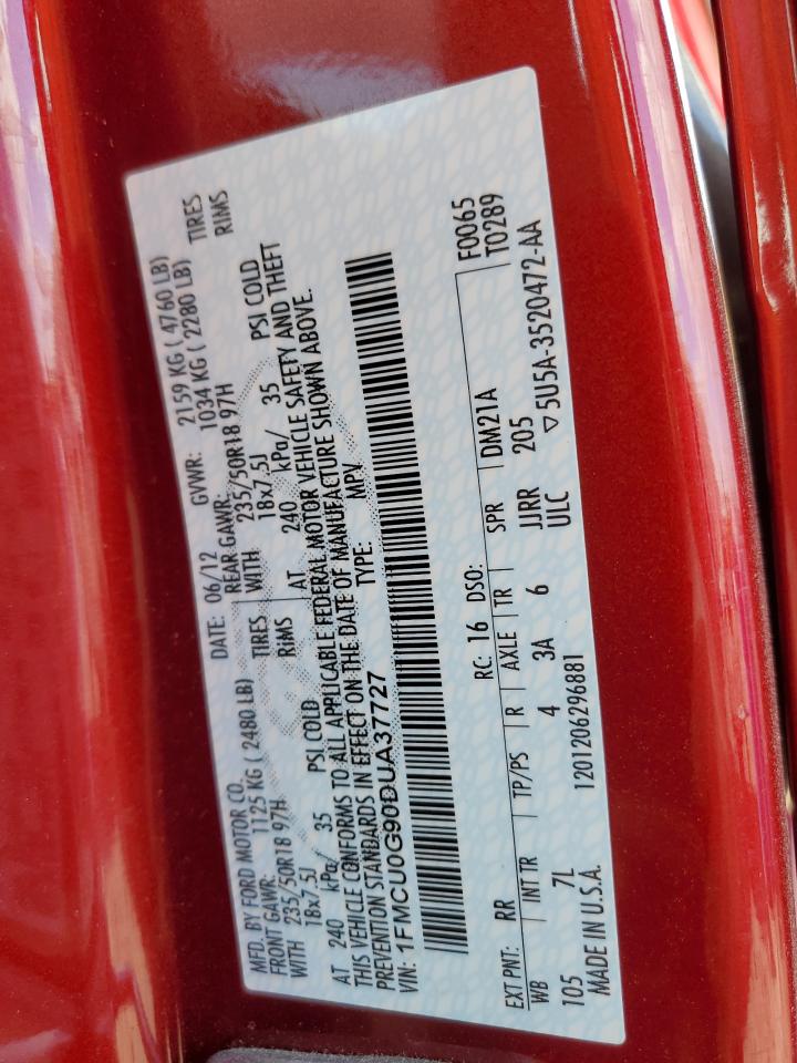 2013 Ford Escape Se VIN: 1FMCU0G90DUA37727 Lot: 85936865