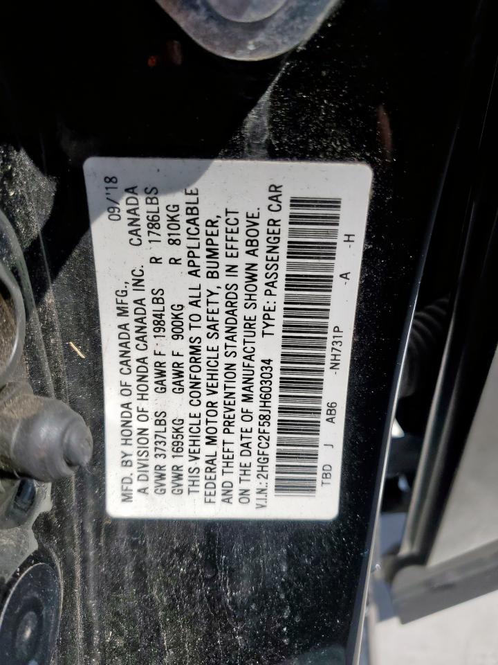 2018 Honda Civic Lx VIN: 2HGFC2F58JH603034 Lot: 81998015
