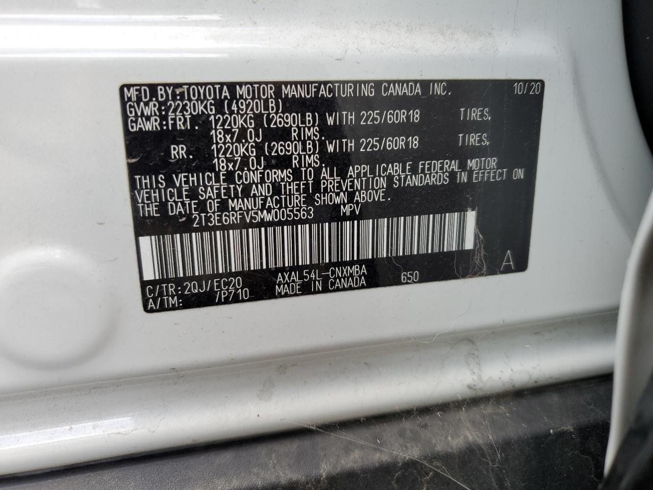 2021 Toyota Rav4 Xse VIN: 2T3E6RFV5MW005563 Lot: 82393305