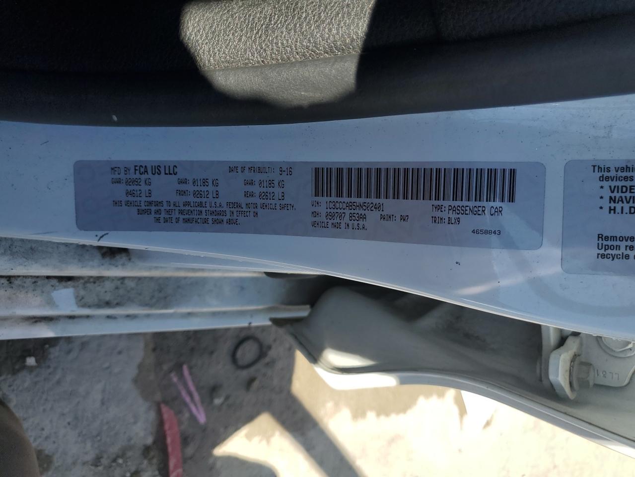 2017 Chrysler 200 Limited VIN: 1C3CCCAB5HN502401 Lot: 85873315