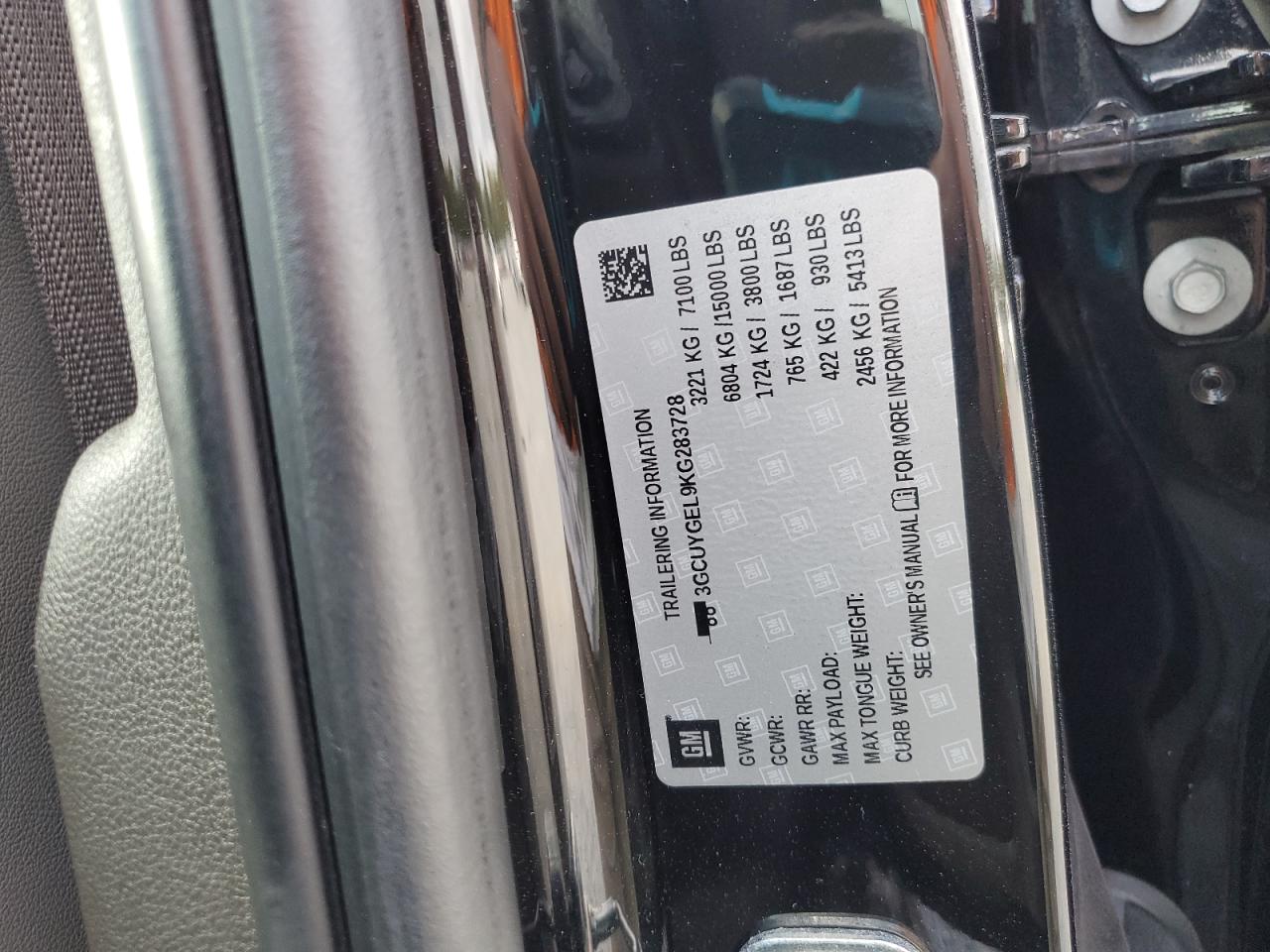 2019 Chevrolet Silverado K1500 Ltz VIN: 3GCUYGEL9KG283728 Lot: 82412315