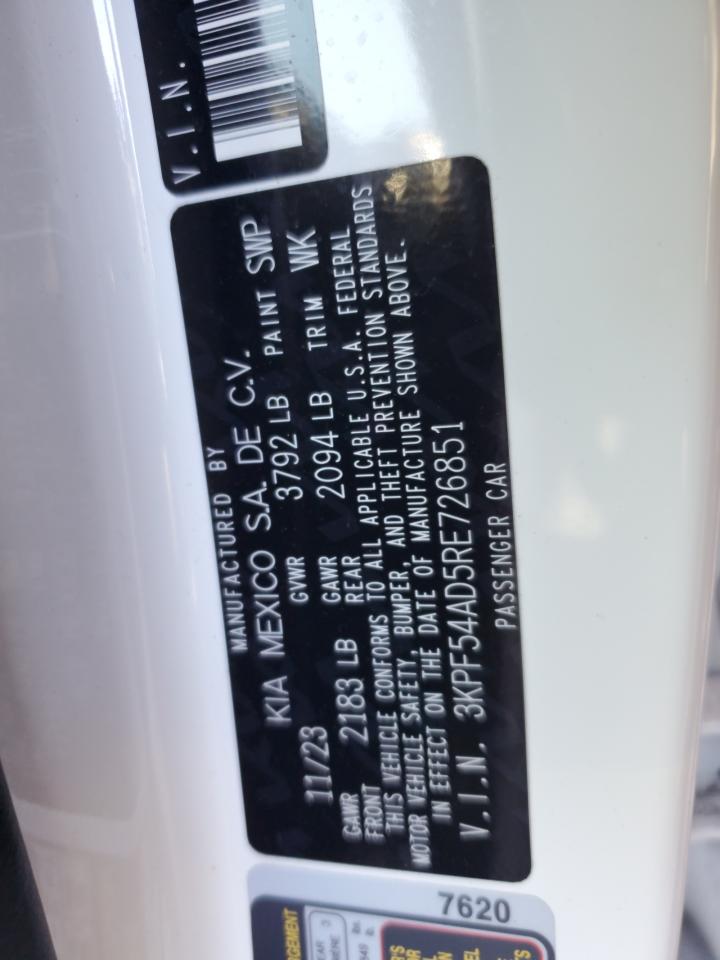 2024 Kia Forte Gt Line VIN: 3KPF54AD5RE726851 Lot: 84355785