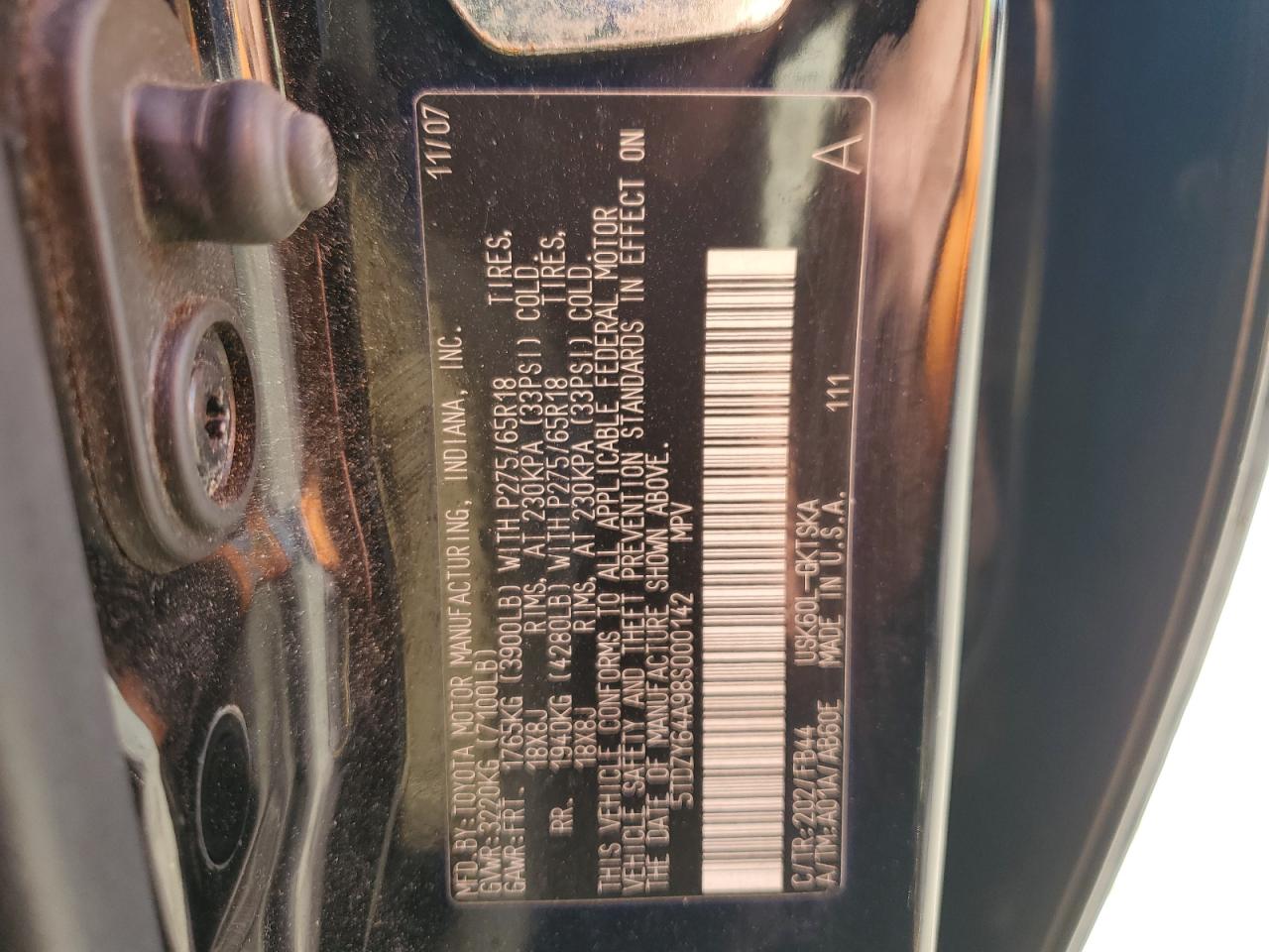 2008 Toyota Sequoia Sr5 VIN: 5TDZY64A98S000142 Lot: 89578385