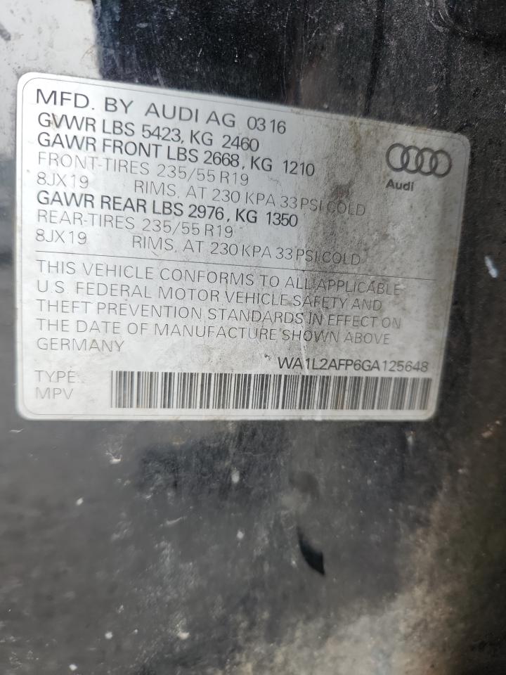 2016 Audi Q5 Premium Plus VIN: WA1L2AFP6GA125648 Lot: 86479245