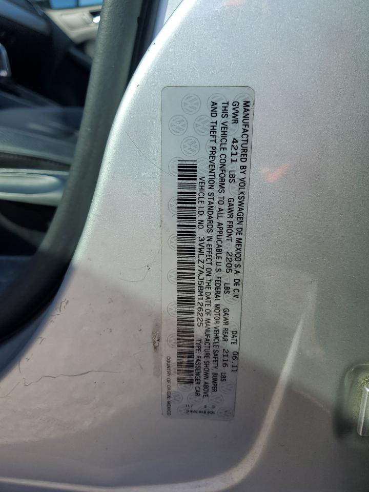 2011 Volkswagen Jetta Sel VIN: 3VWLZ7AJ5BM126225 Lot: 84866145