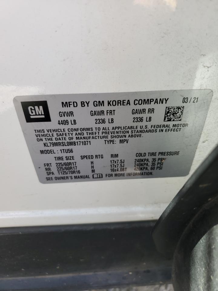 2021 Chevrolet Trailblazer Lt VIN: KL79MRSL0MB171071 Lot: 82339595