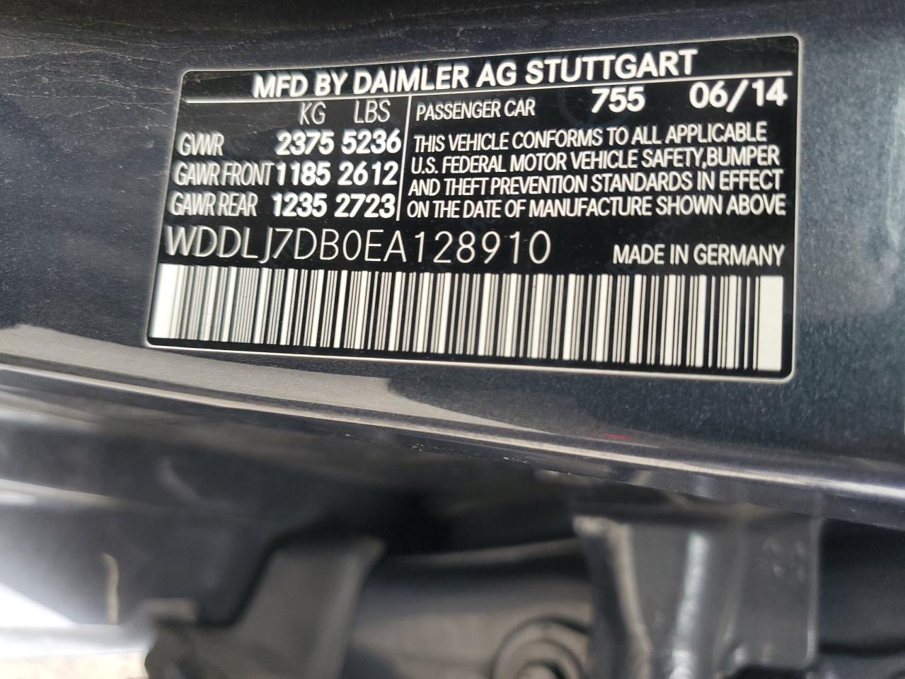 2014 Mercedes-Benz Cls 550 VIN: WDDLJ7DB0EA128910 Lot: 86502055