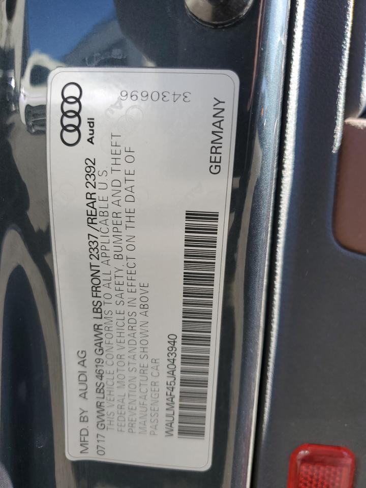 2018 Audi A4 Premium Plus VIN: WAULMAF45JA043940 Lot: 82465865