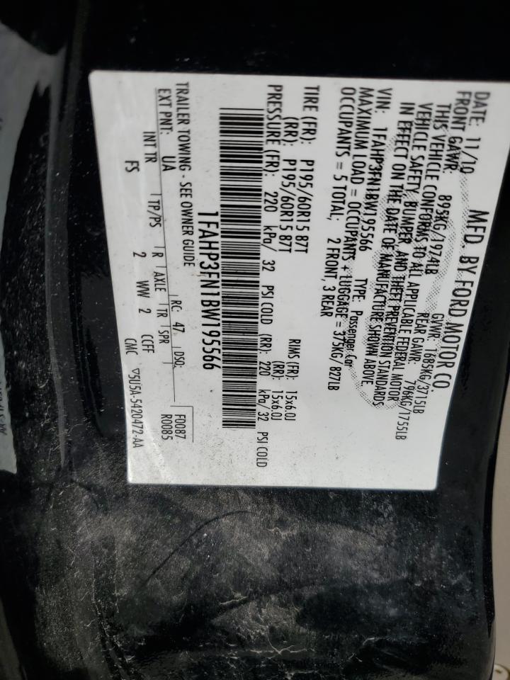 2011 Ford Focus Se VIN: 1FAHP3FN1BW195566 Lot: 85836185