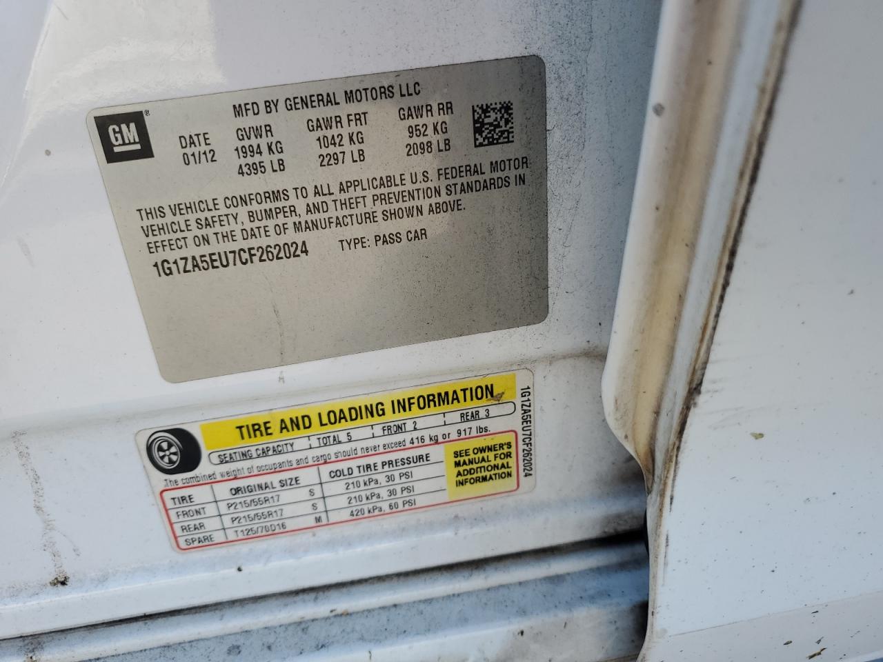 2012 Chevrolet Malibu Ls VIN: 1G1ZA5EU7CF262024 Lot: 82440155