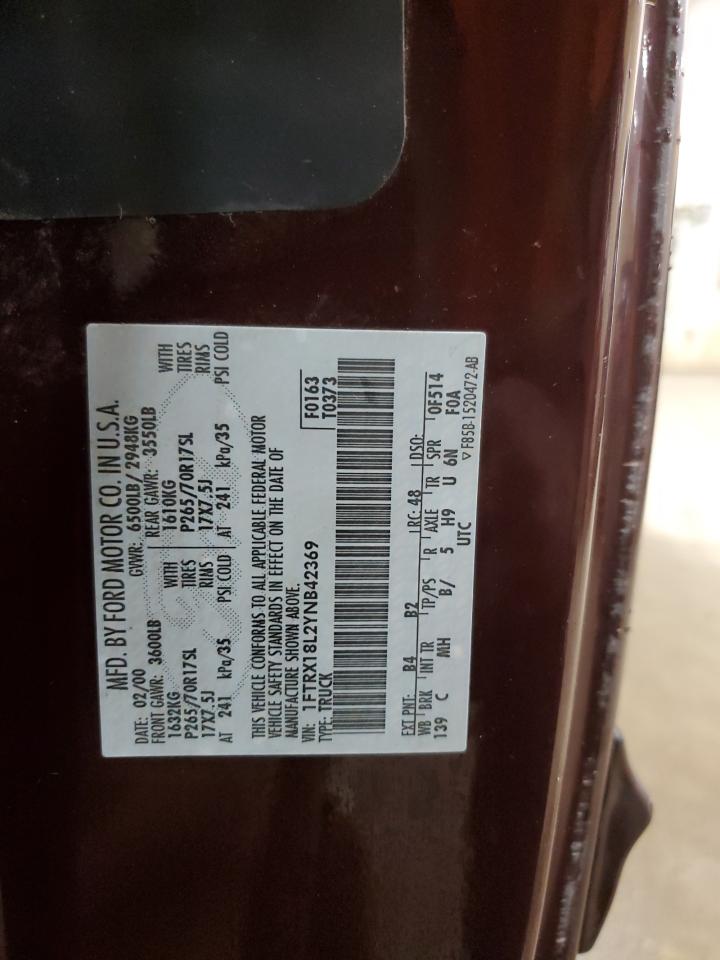 2000 Ford F150 VIN: 1FTRX18L2YNB42369 Lot: 85700955