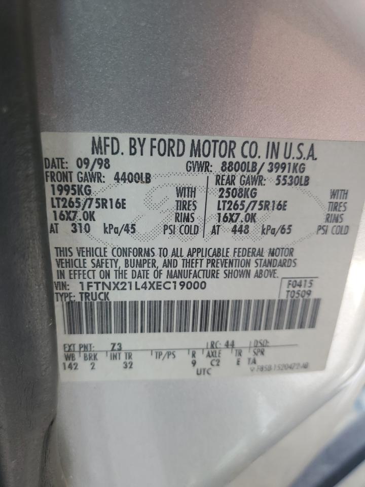 1999 Ford F250 Super Duty VIN: 1FTNX21L4XEC19000 Lot: 81460995