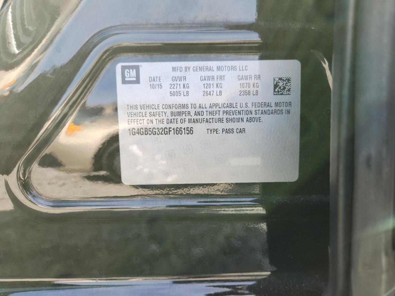 2016 Buick Lacrosse VIN: 1G4GB5G32GF166156 Lot: 87068445