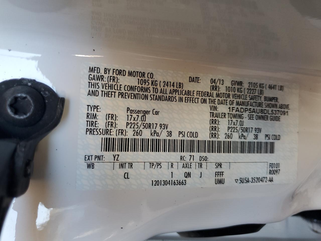 2013 Ford C-Max Se VIN: 1FADP5AU8DL537091 Lot: 90140575