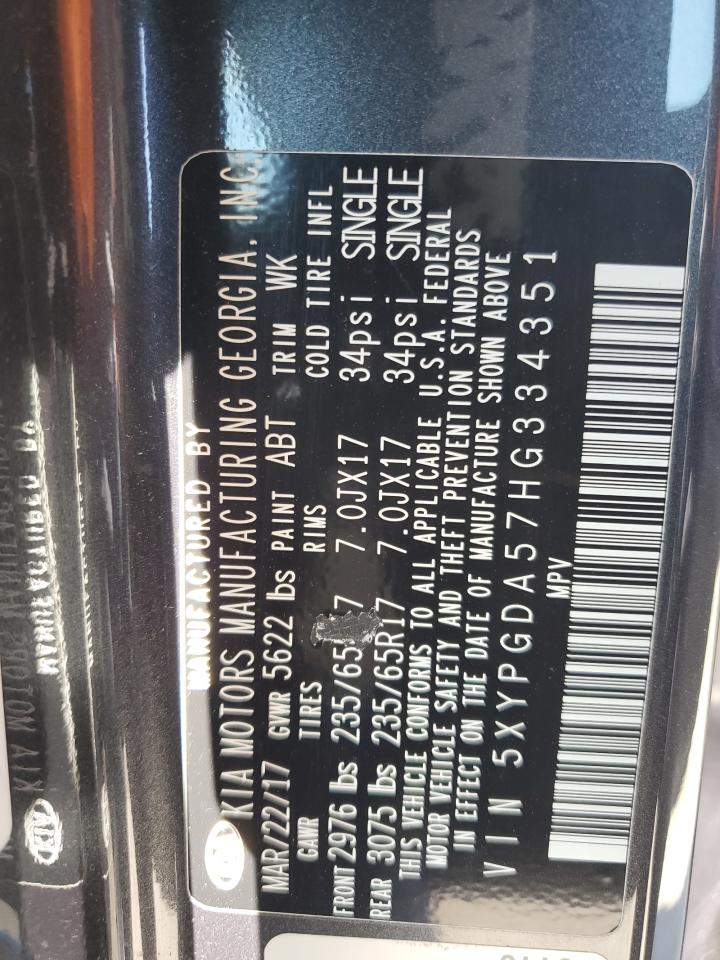 2017 Kia Sorento Lx VIN: 5XYPGDA57HG334351 Lot: 84790225