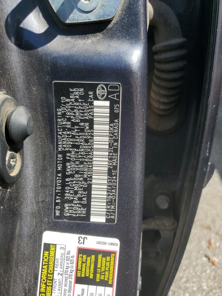 2010 Toyota Corolla Base VIN: 2T1BU4EE8AC506725 Lot: 86877325