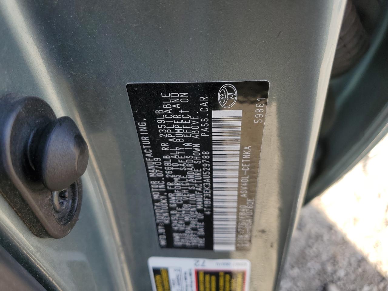 2010 Toyota Camry Base VIN: 4T1BF3EK3AU529788 Lot: 85510845