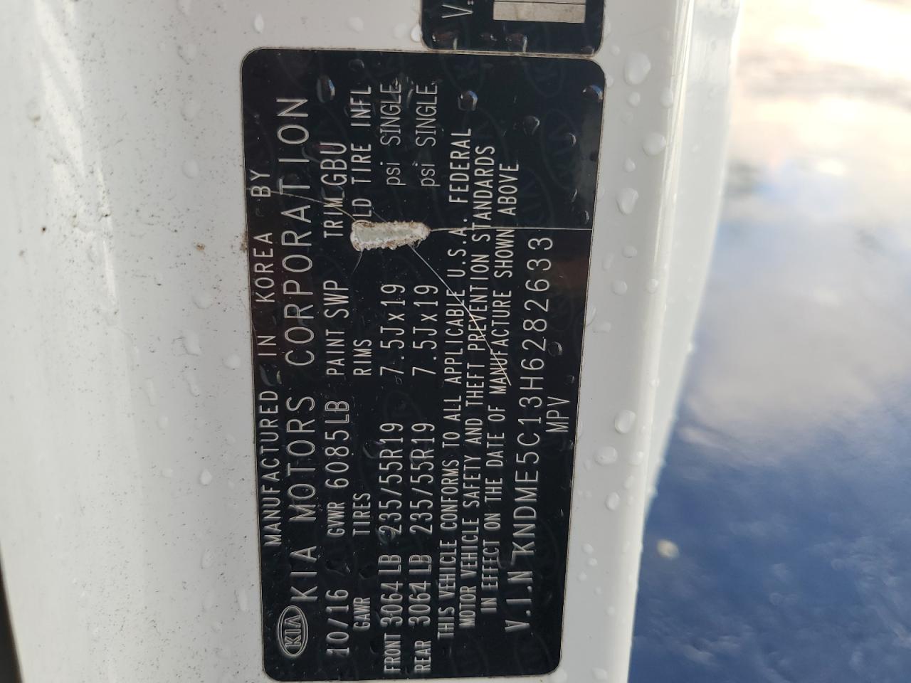 2017 Kia Sedona Sxl VIN: KNDME5C13H6282633 Lot: 85484655