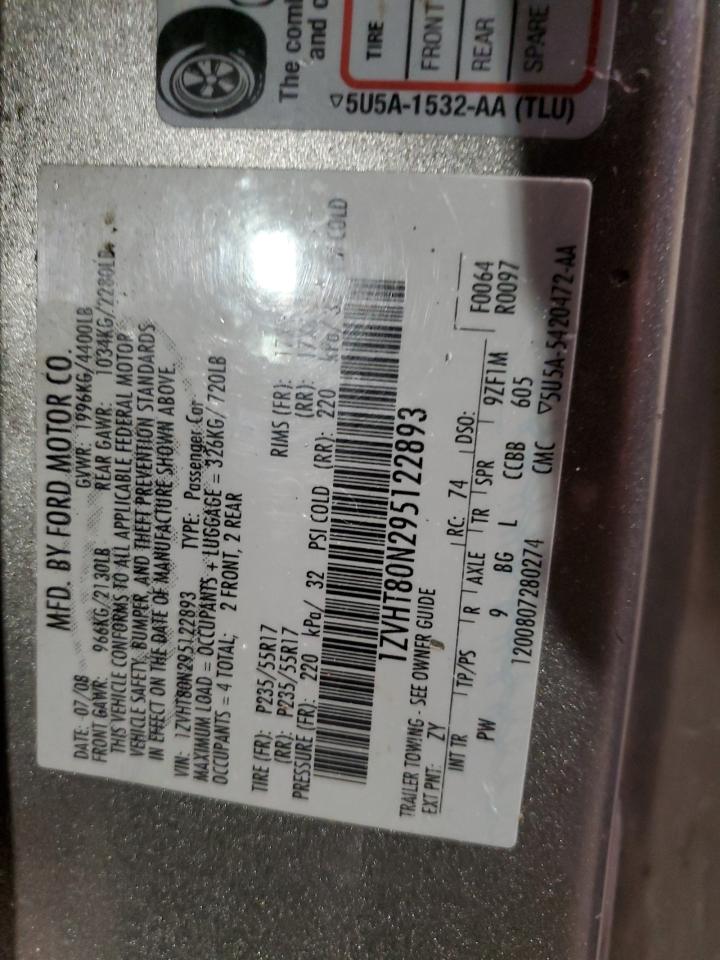 2009 Ford Mustang VIN: 1ZVHT80N295122893 Lot: 82586955