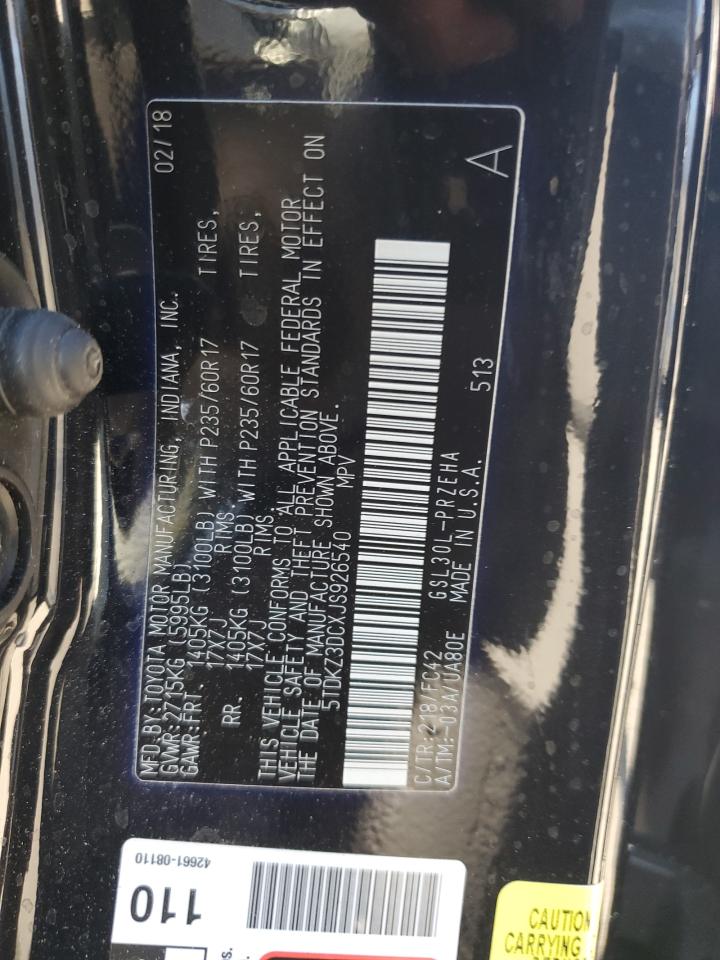 2018 Toyota Sienna Le VIN: 5TDKZ3DCXJS926540 Lot: 85892065