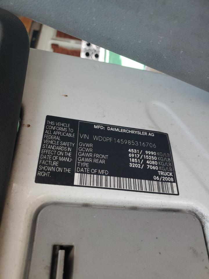 2008 Dodge Sprinter C3500 Delivery Van VIN: WD0PF145985316706 Lot: 82631205