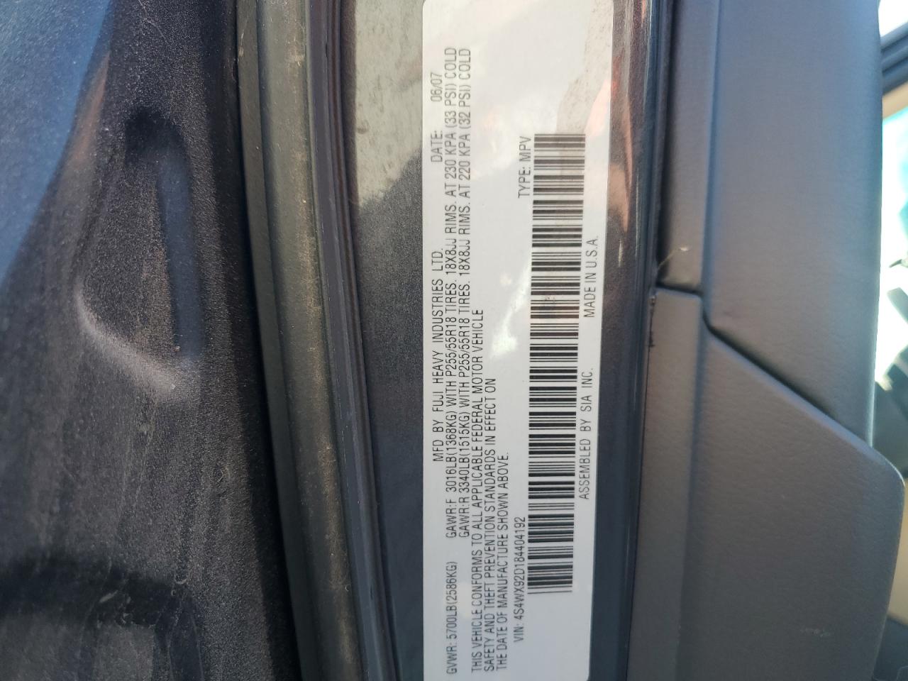 2009 Subaru Tribeca Limited VIN: 4S4WX92D594403659 Lot: 82410765