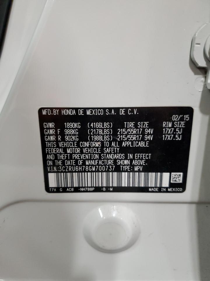 2016 Honda Hr-V Exl VIN: 3CZRU6H78GM700737 Lot: 90124365