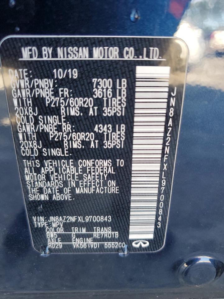 2020 Infiniti Qx80 Luxe VIN: JN8AZ2NFXL9700843 Lot: 87377515