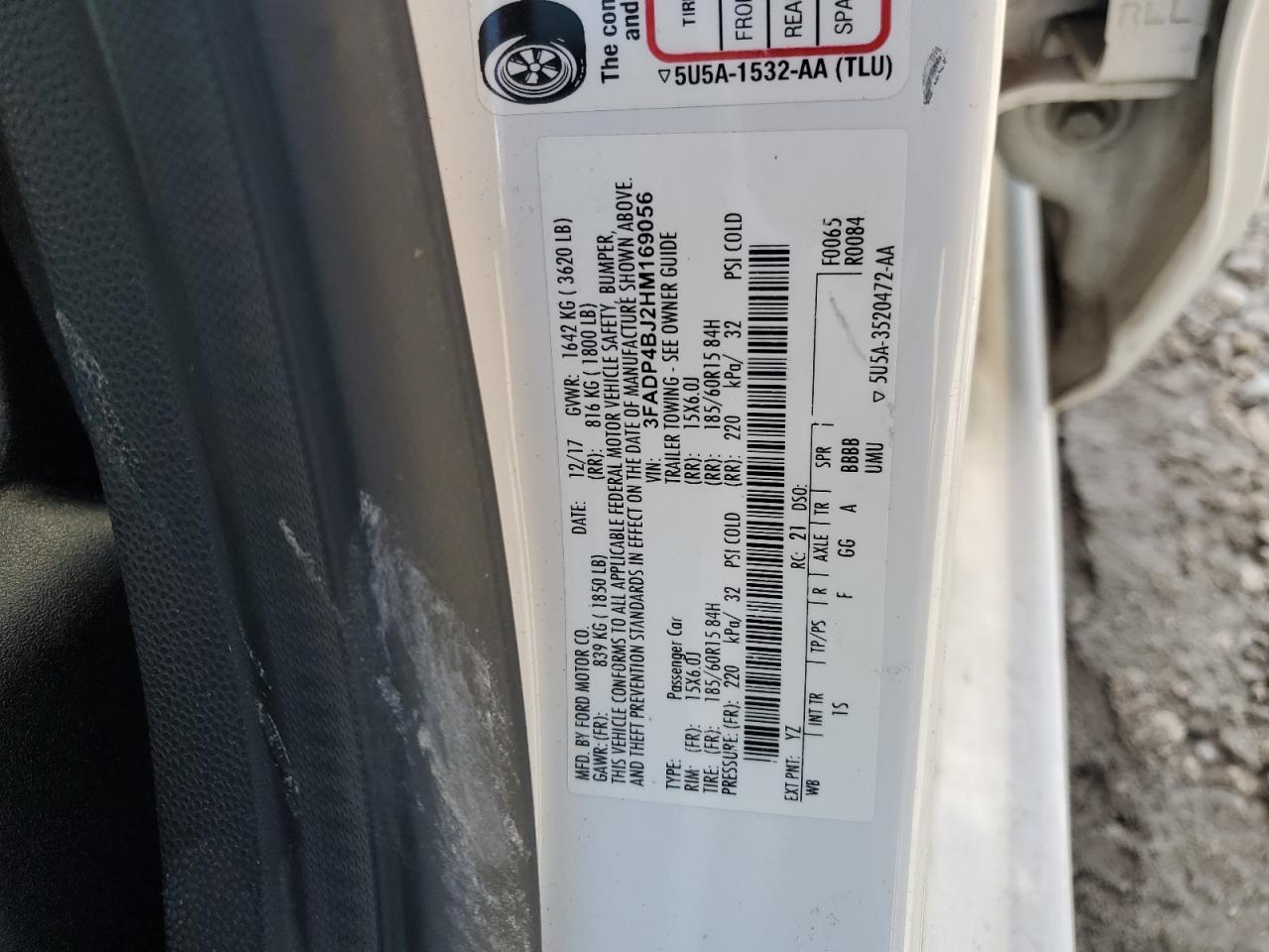 2017 Ford Fiesta Se VIN: 3FADP4BJ2HM169056 Lot: 90099275