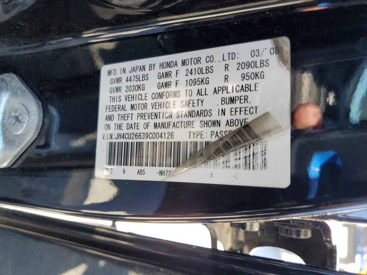 2009 Acura Tsx VIN: JH4CU26639C004126 Lot: 84420115