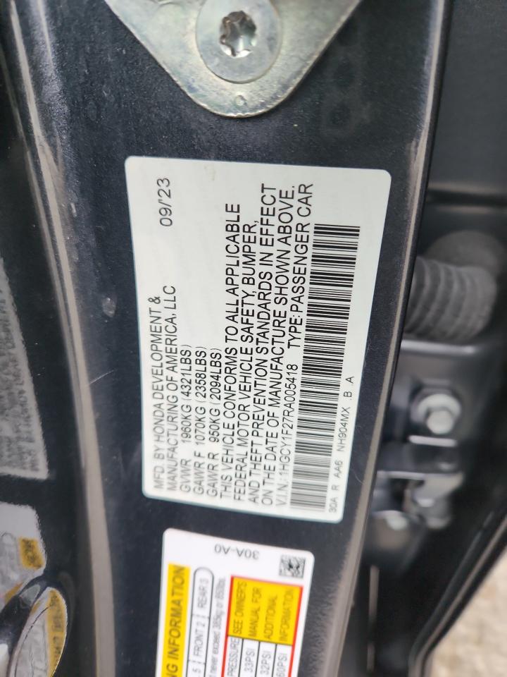 2024 Honda Accord Lx VIN: 1HGCY1F27RA005418 Lot: 82394225