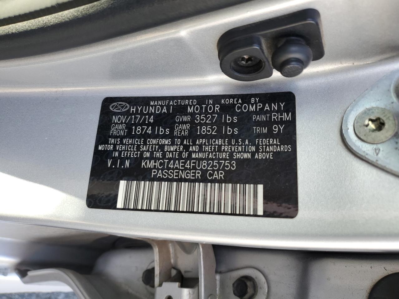 2015 Hyundai Accent Gls VIN: KMHCT4AE4FU825753 Lot: 81994705