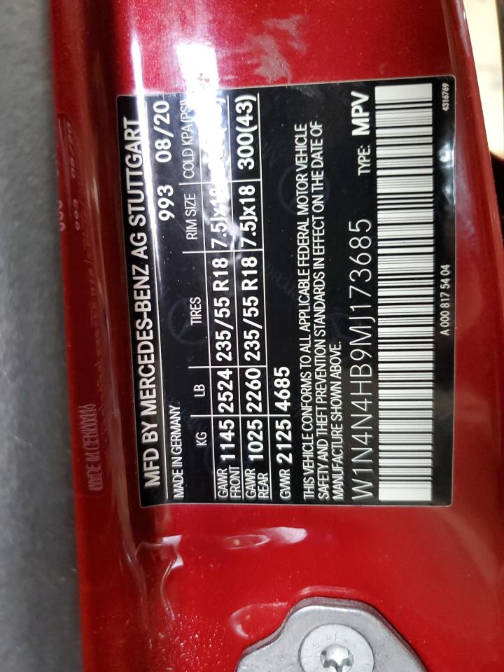 2021 Mercedes-Benz Gla 250 4Matic VIN: W1N4N4HB9MJ173685 Lot: 90997875