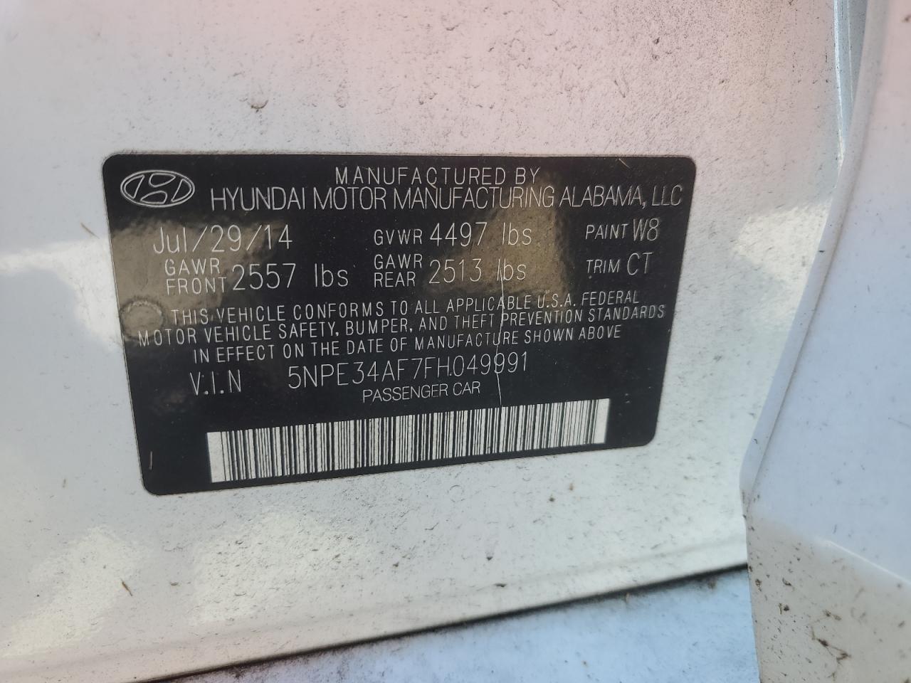 2015 Hyundai Sonata Sport VIN: 5NPE34AF7FH049991 Lot: 87477585