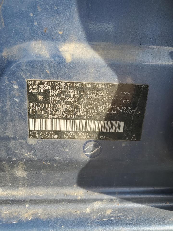 2011 Toyota Rav4 VIN: 2T3BF4DVXBW126241 Lot: 82681715