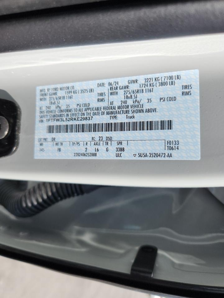 2024 Ford F150 Xlt VIN: 1FTFW3L52RKE29837 Lot: 82347005