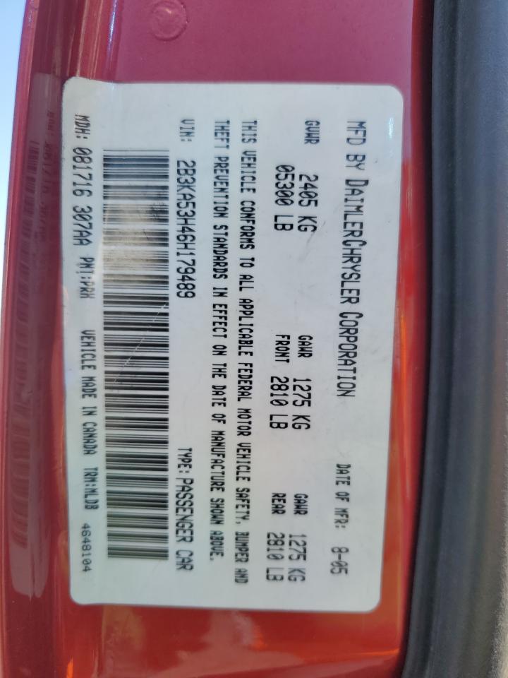 2006 Dodge Charger R/T VIN: 2B3KA53H46H179489 Lot: 82661625