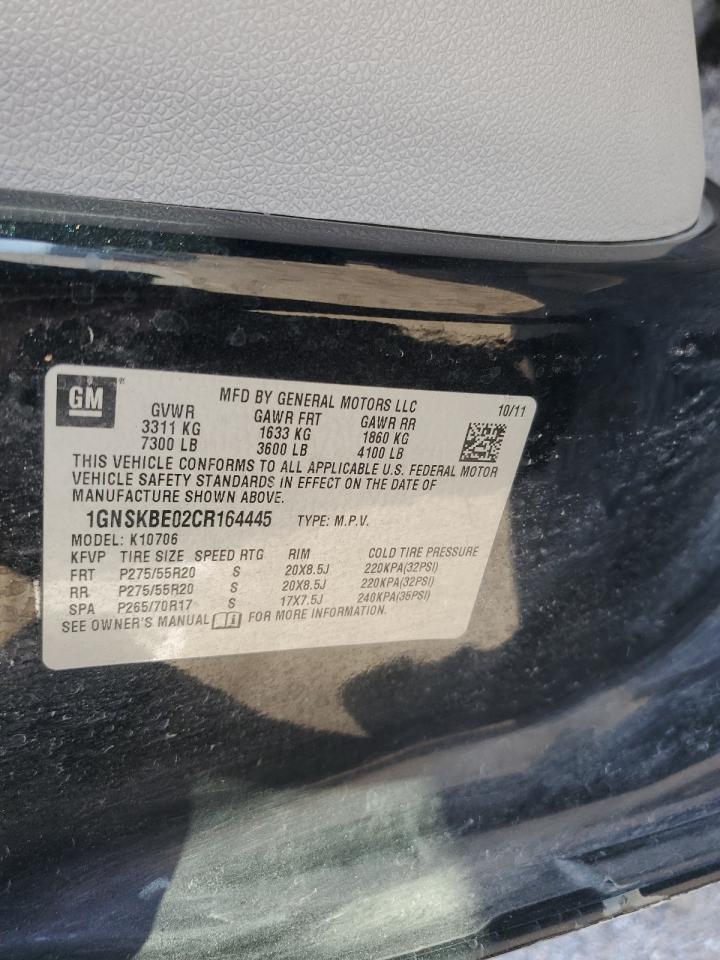 2012 Chevrolet Tahoe K1500 Lt VIN: 1GNSKBE02CR164445 Lot: 82693895