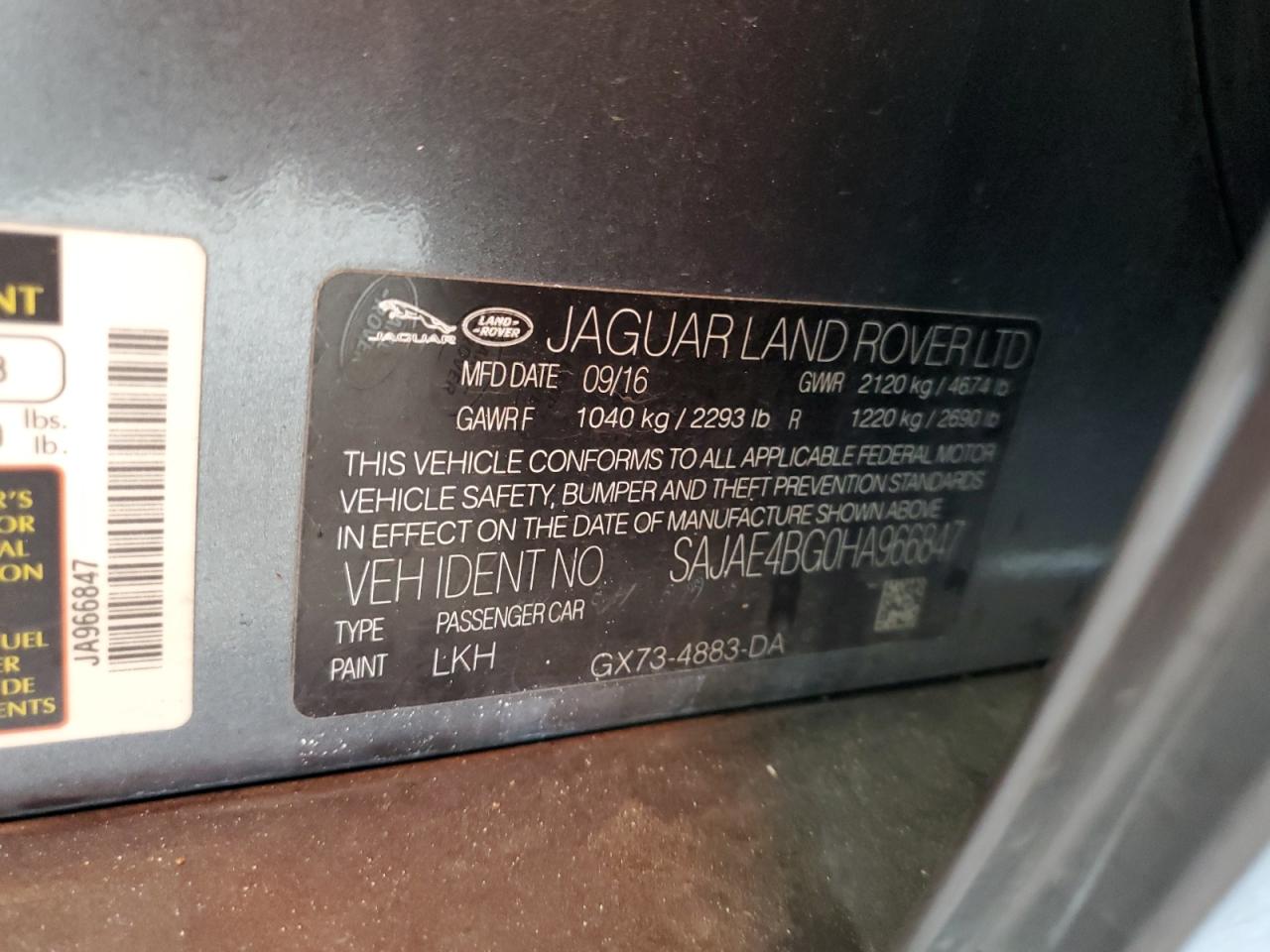 2017 Jaguar Xe Prestige VIN: SAJAE4BG0HA966847 Lot: 86995355