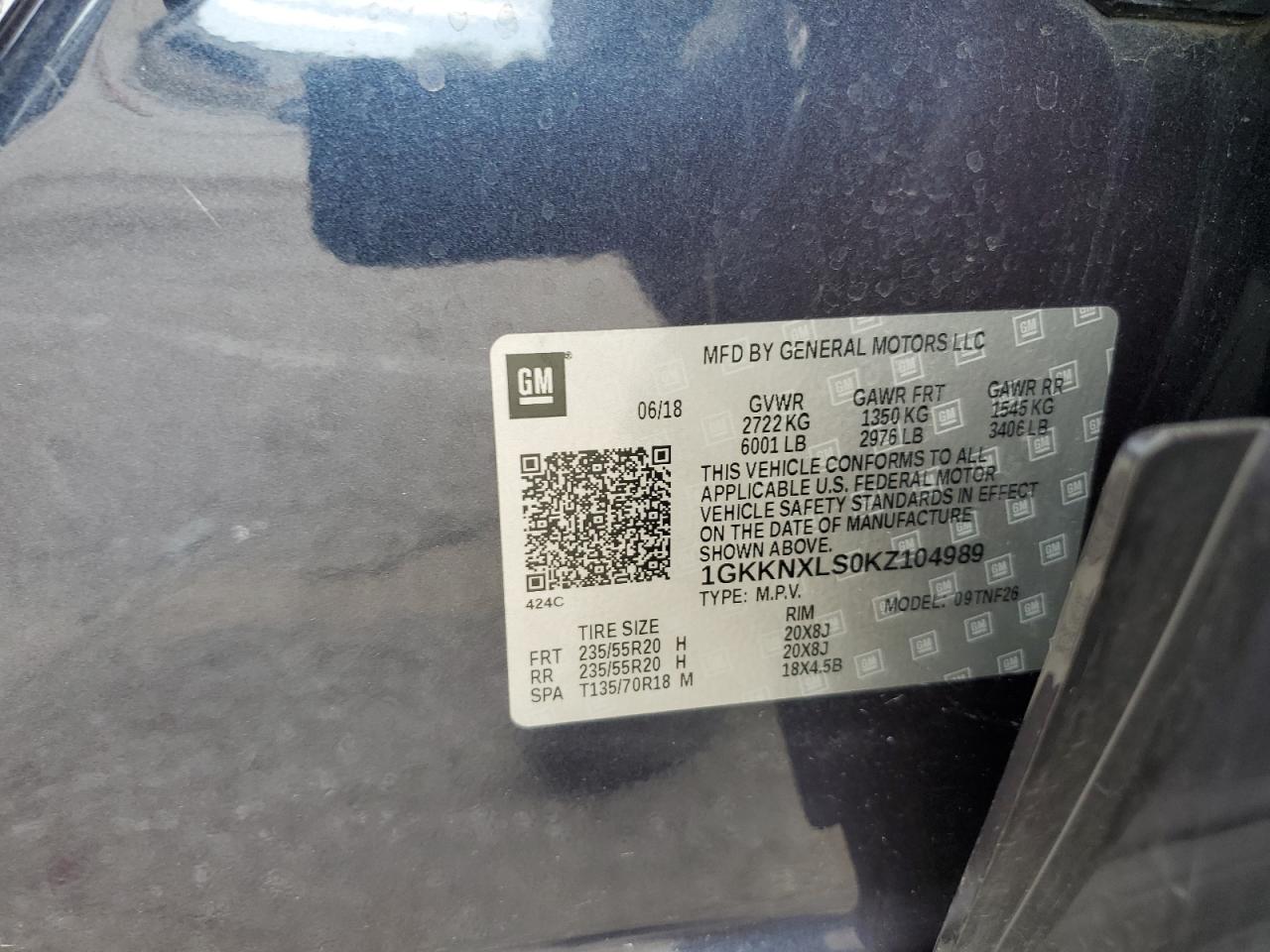 2019 GMC Acadia Denali VIN: 1GKKNXLS0KZ104989 Lot: 84998955