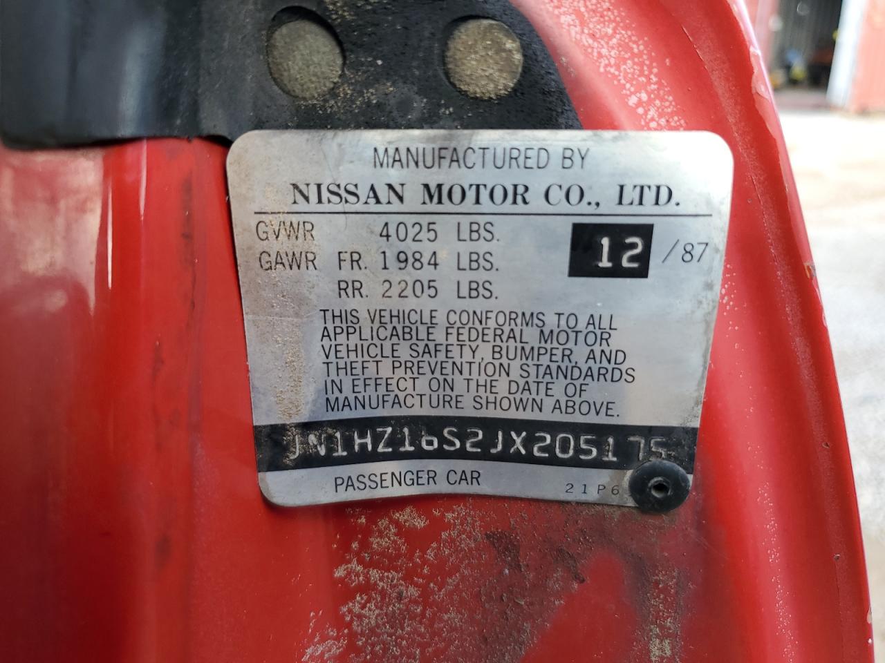 1988 Nissan 300Zx 2+2 VIN: JN1HZ16S2JX205175 Lot: 89932965