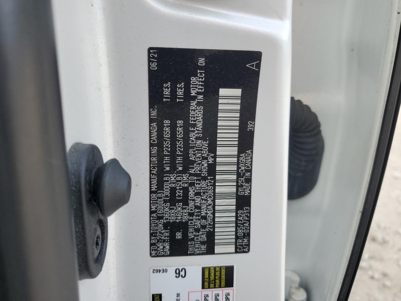 2021 Lexus Rx 450H VIN: 2T2HGMDA3MC069121 Lot: 85567315