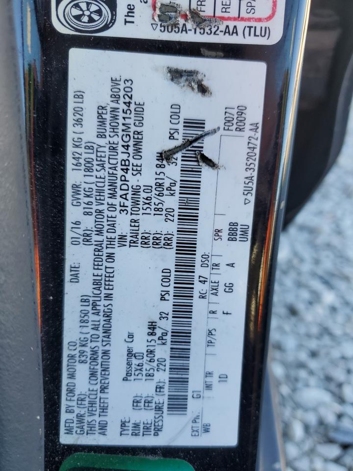 2016 Ford Fiesta Se VIN: 3FADP4BJ4GM154203 Lot: 89660565