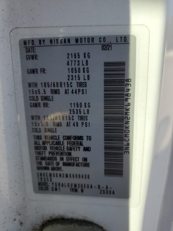 2021 Nissan Nv200 2.5S VIN: 3N6CM0KN2MK698438 Lot: 86147685