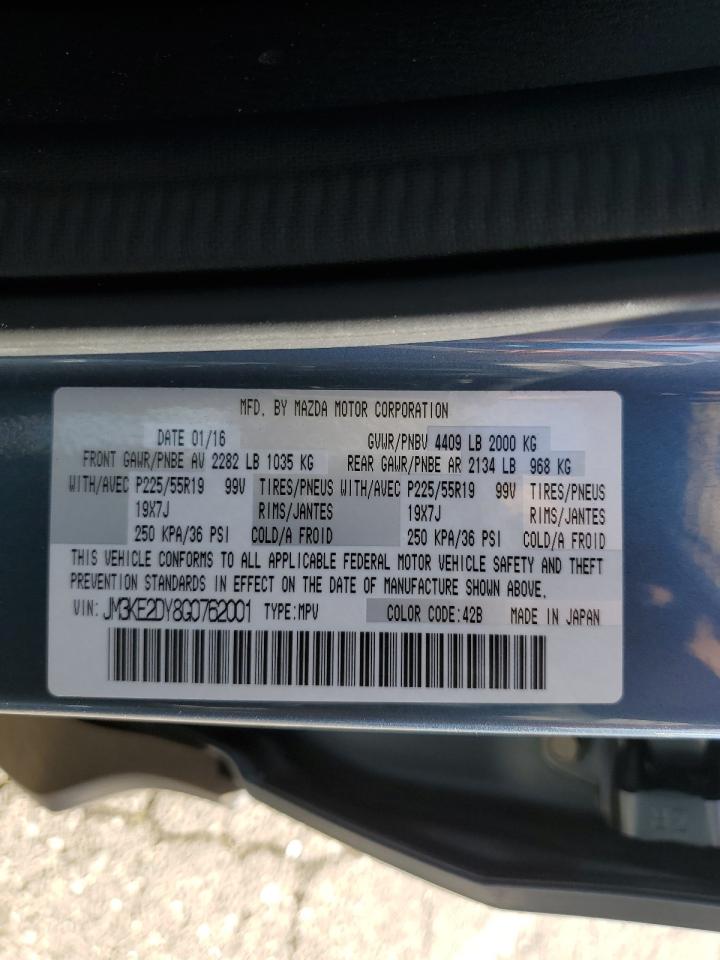 2016 Mazda Cx-5 Gt VIN: JM3KE2DY8G0762001 Lot: 90717185