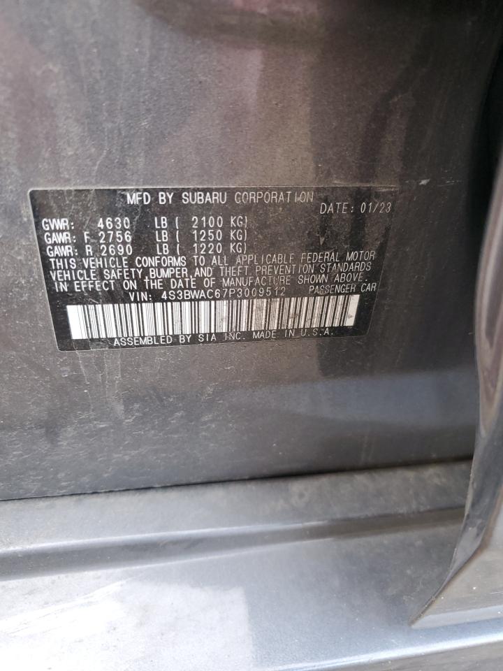 2023 Subaru Legacy Premium VIN: 4S3BWAC67P3009512 Lot: 90523705