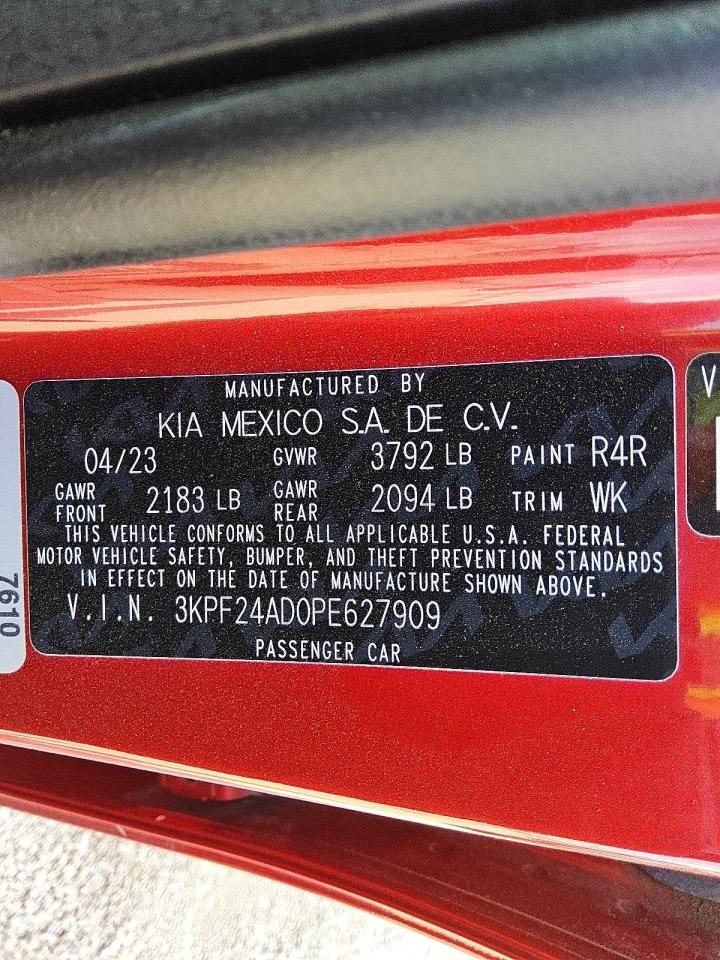 2023 Kia Forte Lx VIN: 3KPF24AD0PE627909 Lot: 89710795